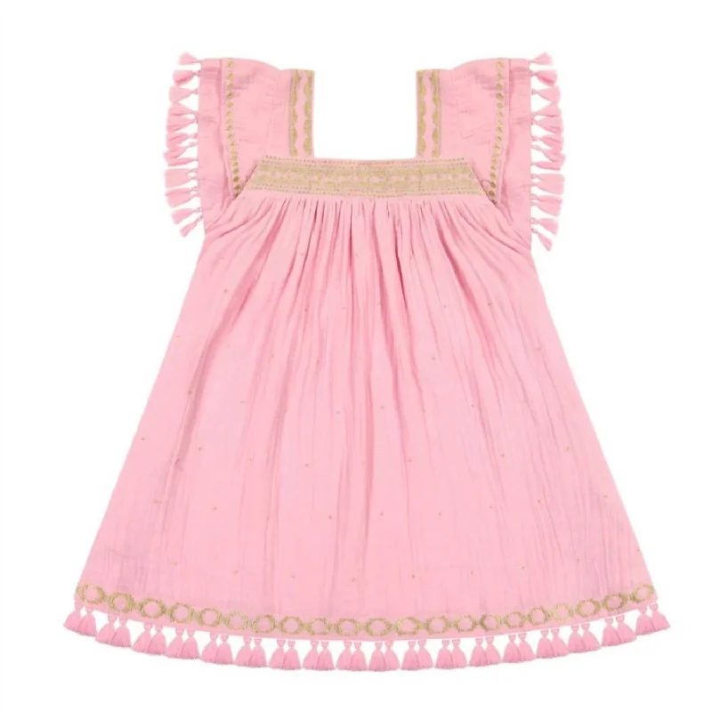 Savings Galore Girls Serena Tassel Dress In Rose Gold Embroidery