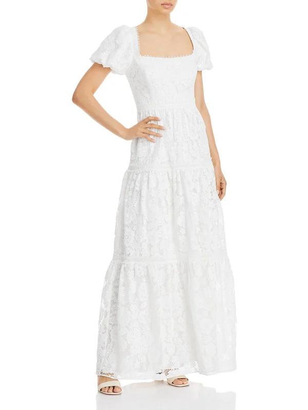 Must-Have Deals Womens Lace Tiered Evening Dress