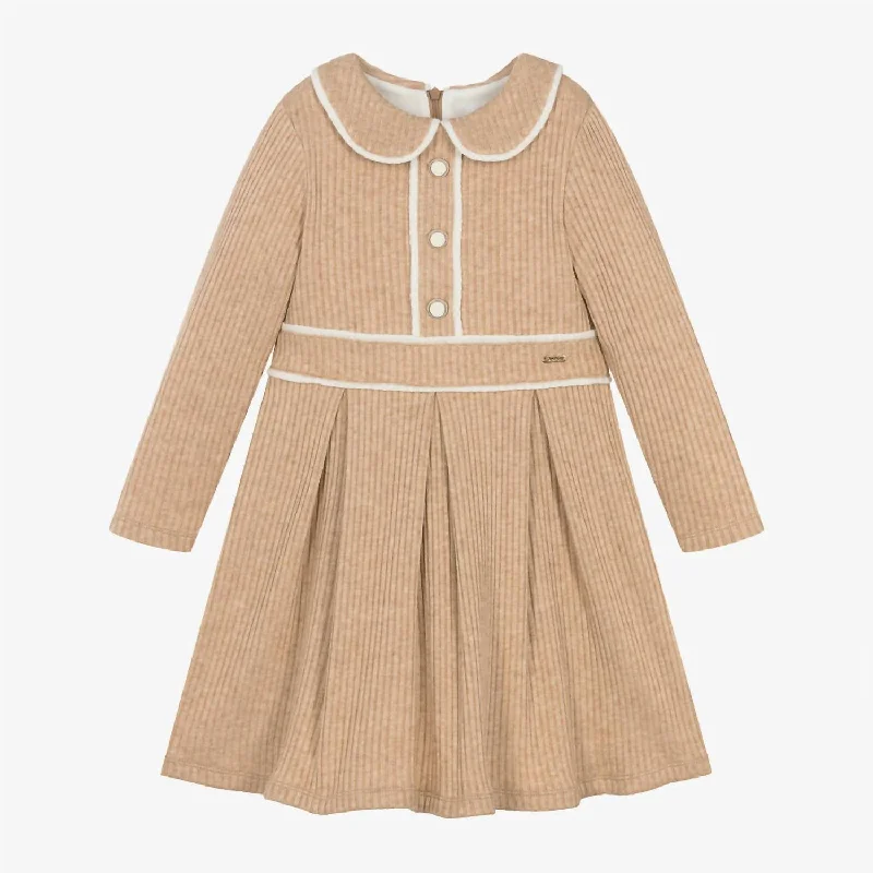 Bargain Prices Girl's Knit Dress In Beige