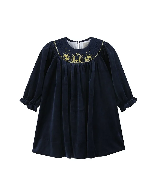 Exclusive Online Offer Lil Cactus Velvet Nativity Smocked Bishop Dress