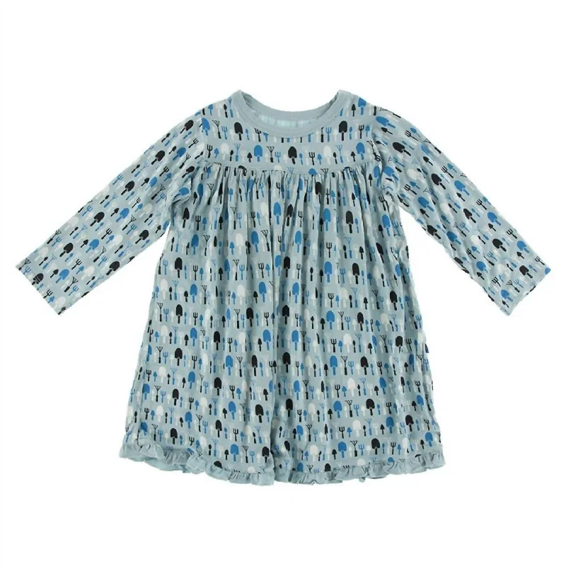 Price Break Girls' Classic Long Sleeve Swing Dress In Jade Garden Tools