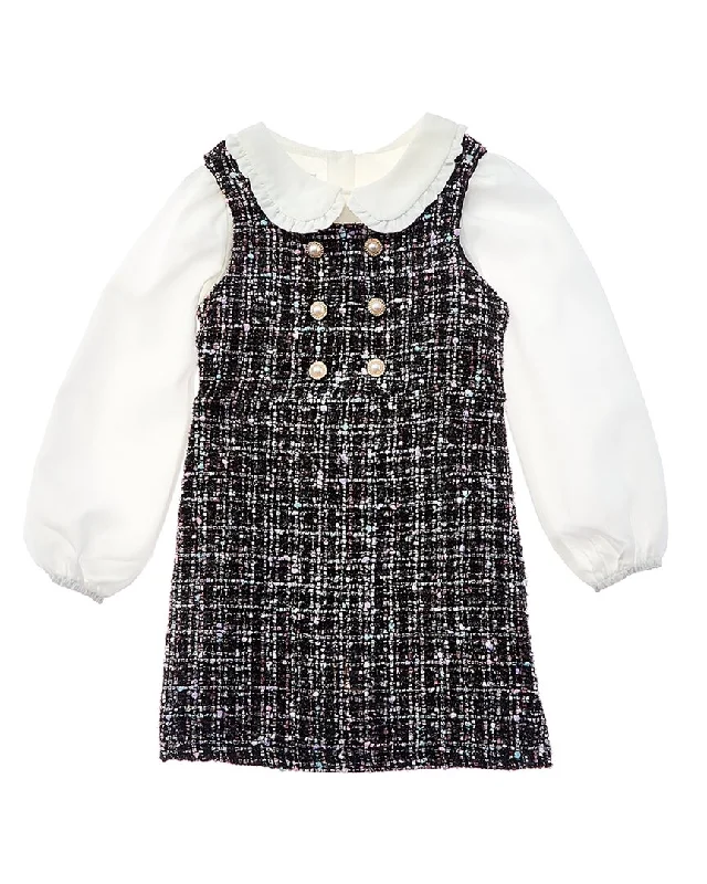 Mega Deal Badgley Mischka Crepe Blouse & Tweed Jumper Dress