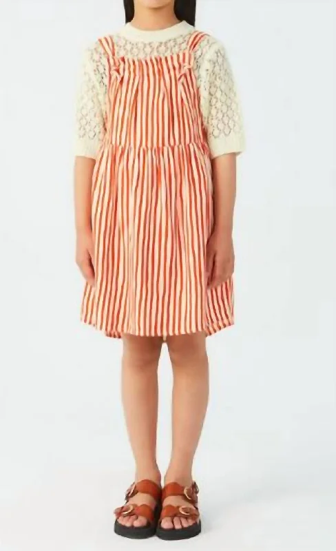 Limited Stock Girl's Jumper Sundress In Red & White Stripe