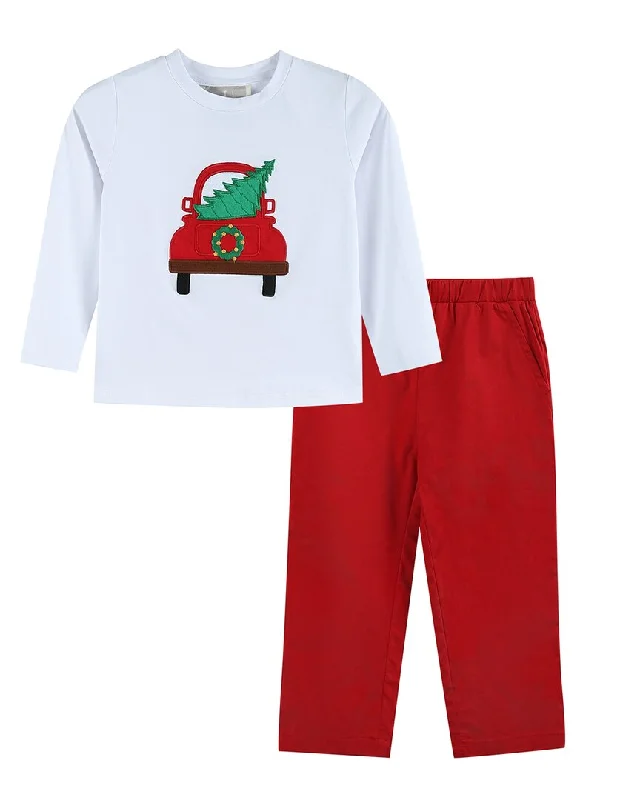 Year-End Clearance Lil Cactus Christmas Tree Truck Shirt & Pant Set