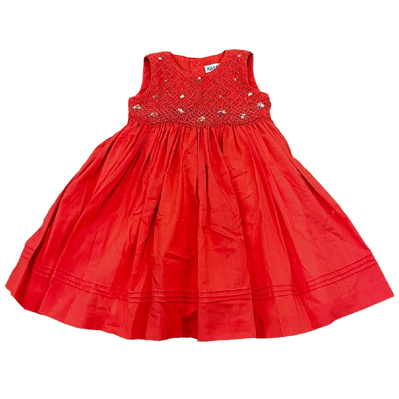 Warehouse Sale Luli & Me Girls Coral Smocked Dress