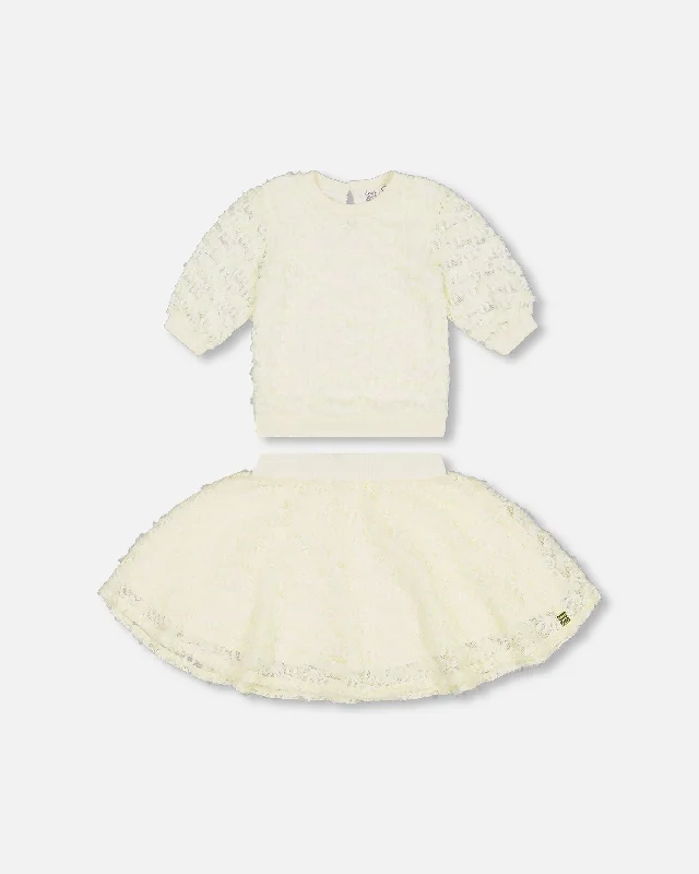 Price Rollback Eyelet Top And Skirt Set Off White