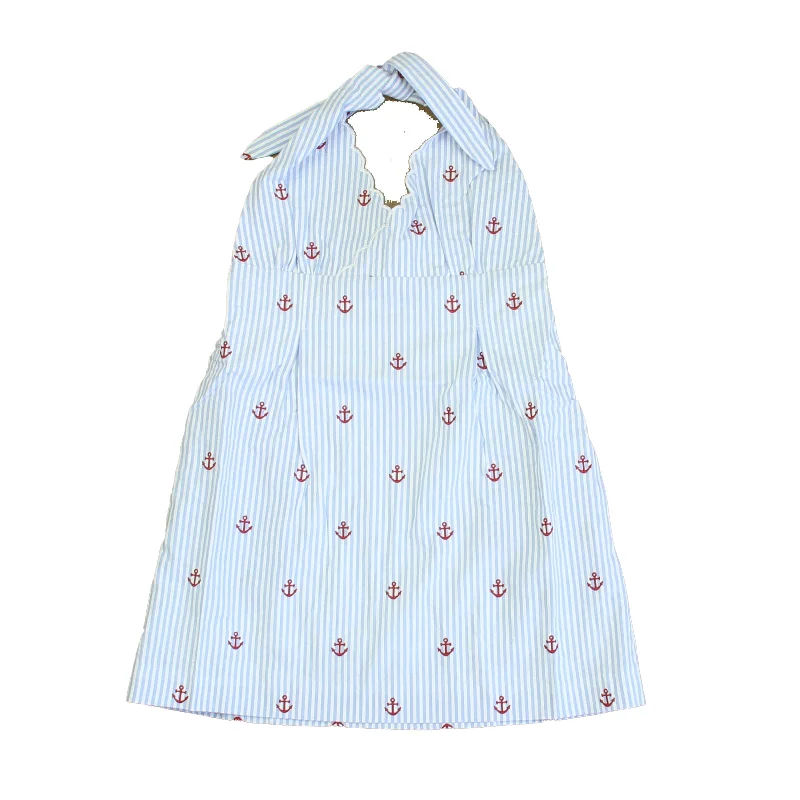 Lowest Prices Classic Prep Girls Red Anchor | Blue Seersucker Dress