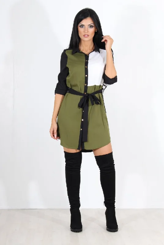 Weekend Deal Harper Khaki Panel Shirt Dress
