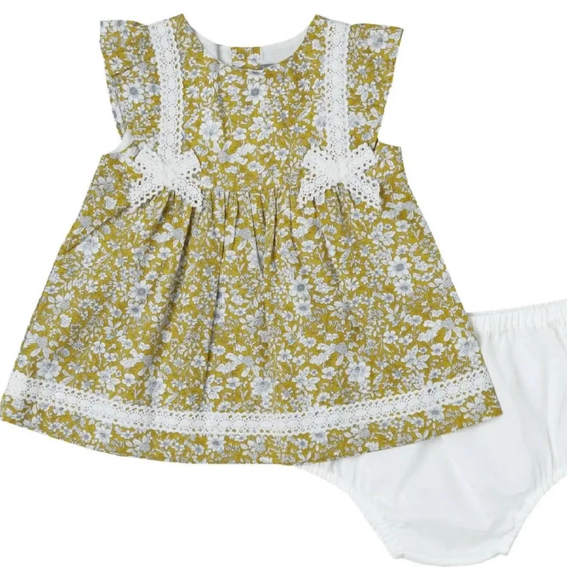 Amazing Deals Girls' Liberty Crochet Dress Set In Mustard