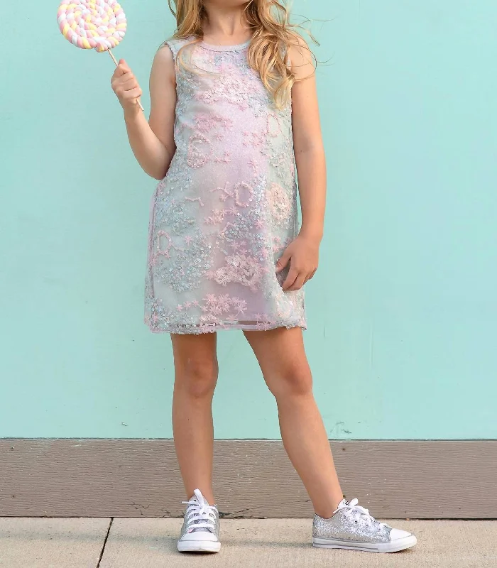 Limited Stock Under The Sea Sequined Embroidery Dress In Aqua Multi