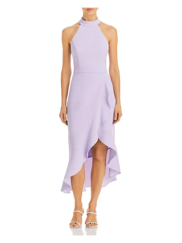 Steals and Deals Womens Crepe Ruffled Midi Dress