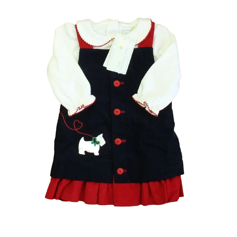 Weekend Special Florence Eiseman Girls Navy | White | Red Dog Jumper