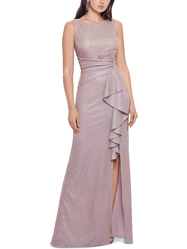 Last Chance Womens Metallic Split-Leg Evening Dress