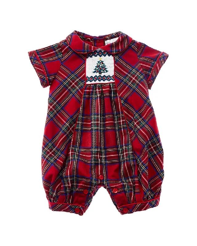 Deep Discounts Rachel Riley Christmas Tree Smocked Babysuit