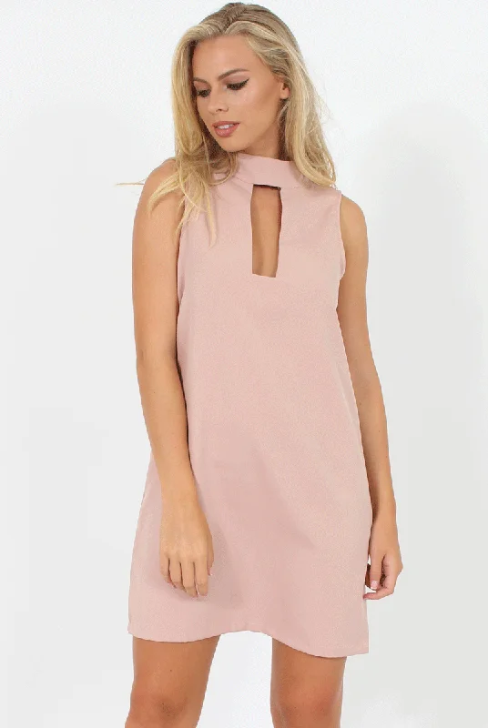 Today's Special Nude High Neck Cut Out Dress - Nancy