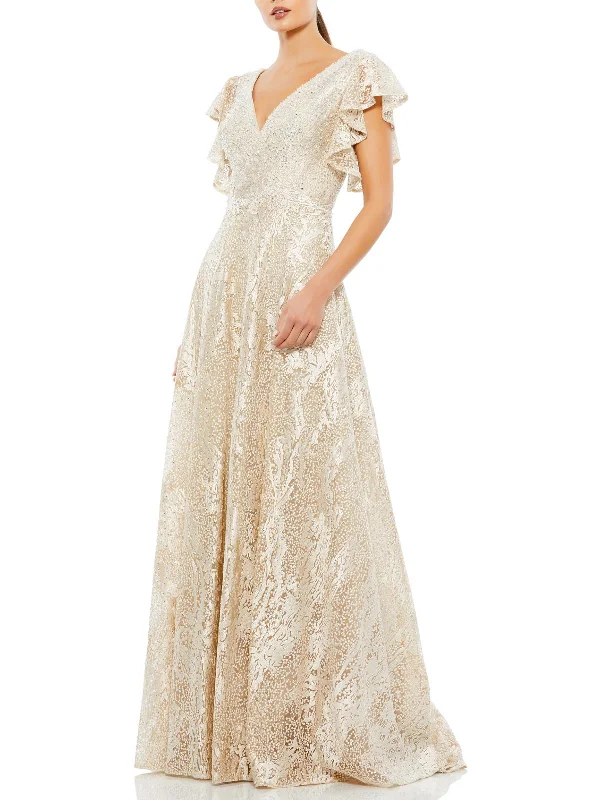 Closeout Womens Embellished A-Line Evening Dress