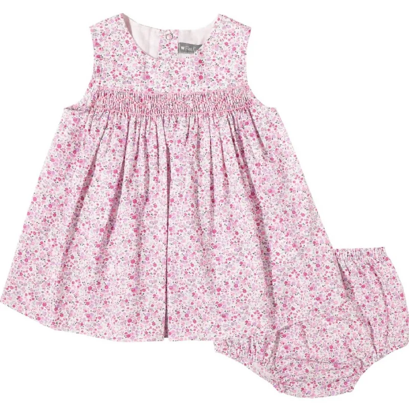 Buy Now Girls' Smocked Liberty Dress In Pink