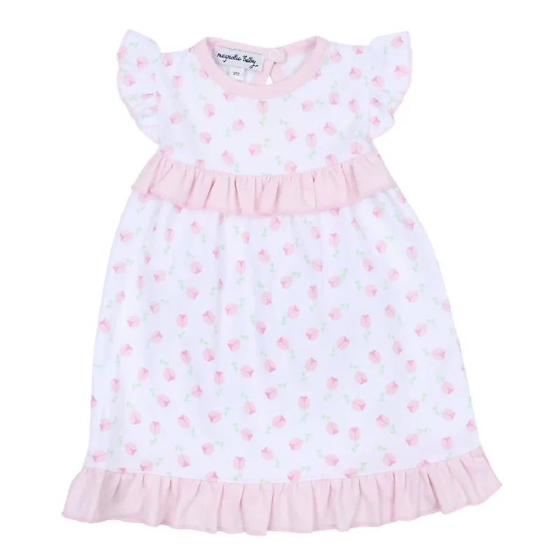 Can't Miss Girls' Tessa's Classic Print Ruffle Flutters Dress In Pink