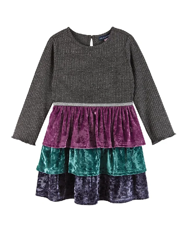 Final Clearance Andy & Evan Crushed Velvet Tiered Dress