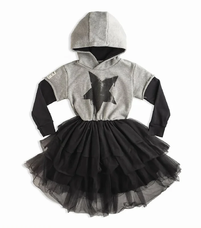 Crazy Deals Girls Hooded Magic Dress In Grey