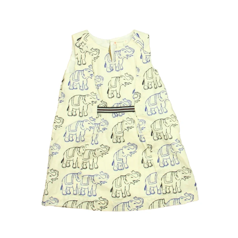 Don't Miss Crewcuts Girls White | Blue | Black Elephants Dress