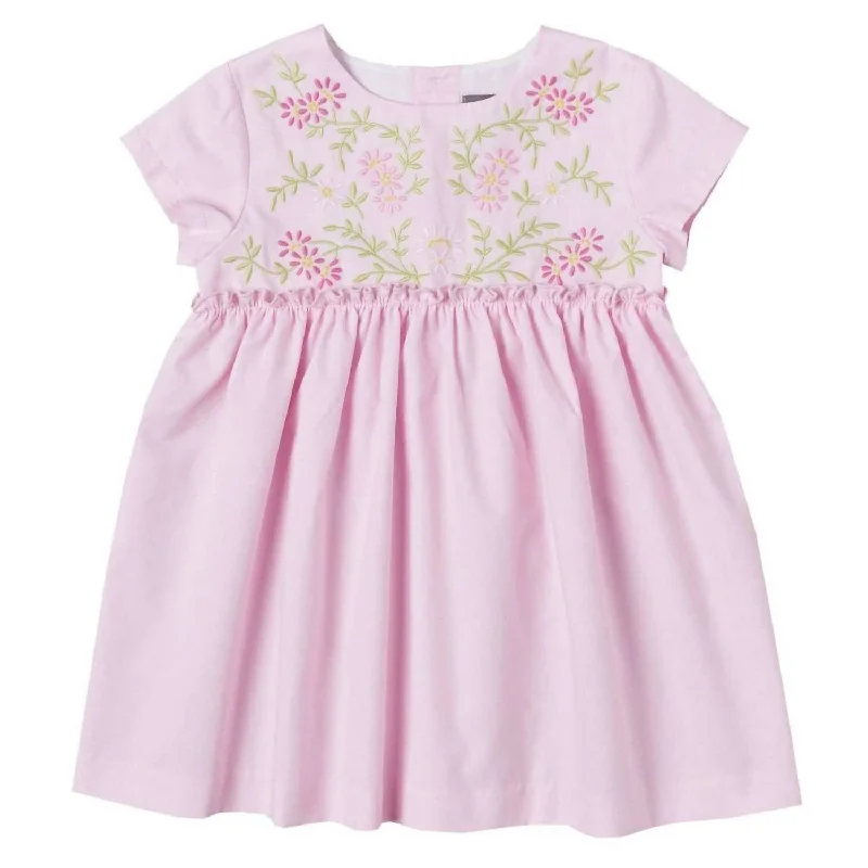 New Deals Girls' Floral Embroidered Dress Set In Pink