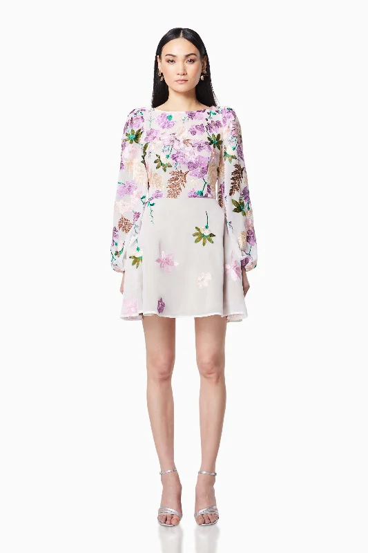 Price Buster Reverie Long Sleeved Mini Dress in Purple