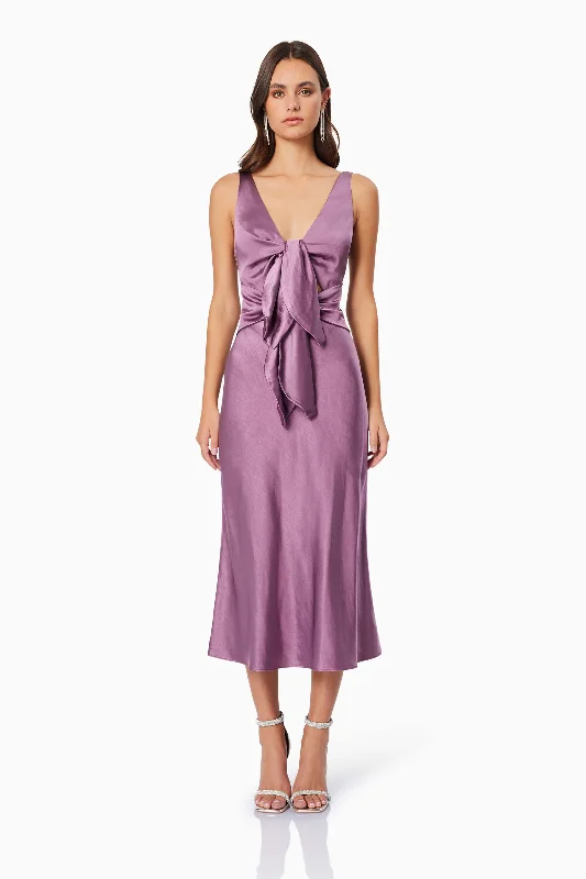 Value Deals Faith Front Tie Midi Dress In Purple